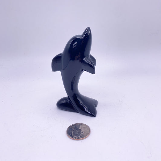 3 1/2 Inch Black Obsidian Crystal Carving Owl, Cat, Elephant, Dolphin and Turtle Crystal Home Décor