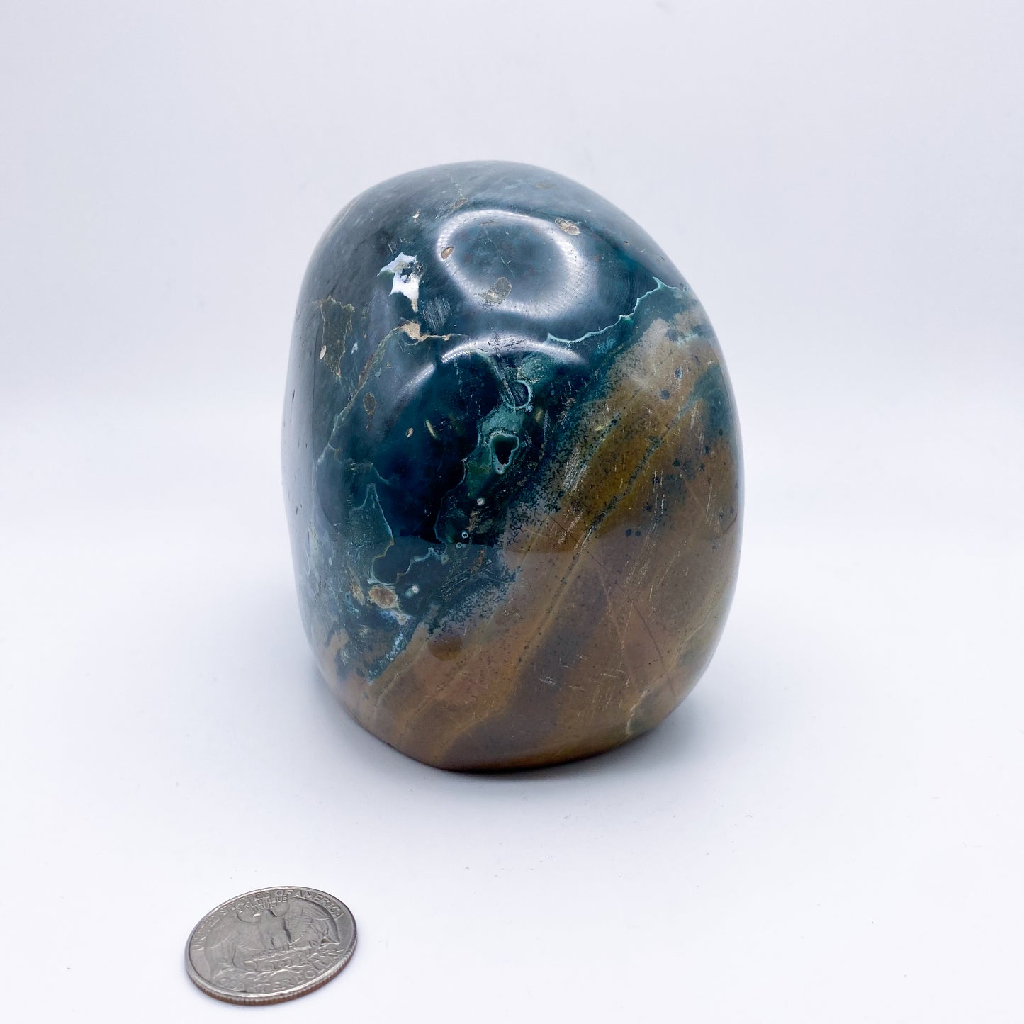 5 x 4.5 Inch Ocean Jasper Crystal Skull Home Décor