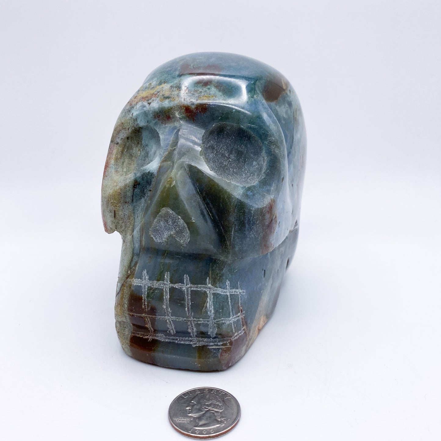 5 x 5 Inch Ocean Jasper Crystal Skull Home Décor