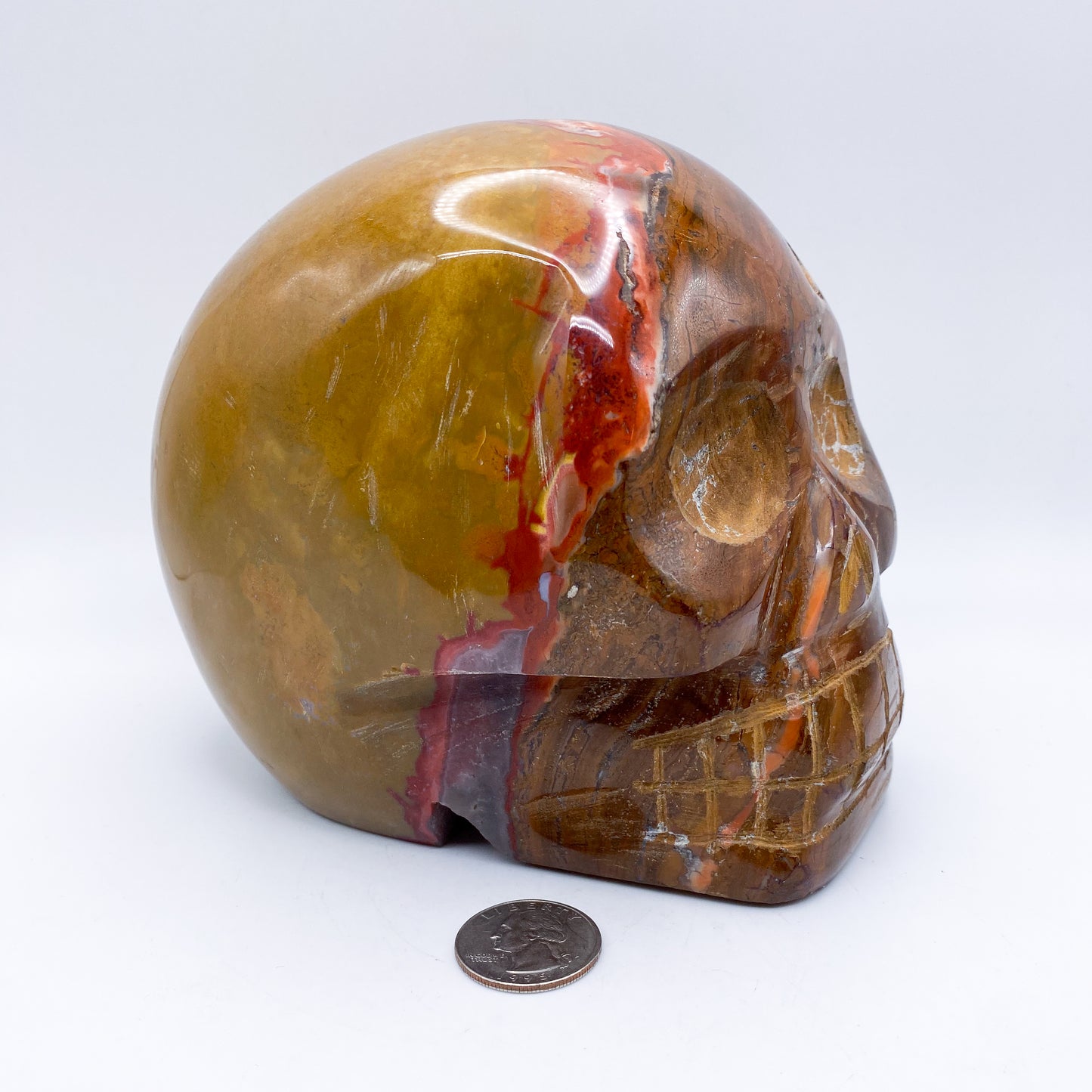 5 x 5.5 Red Jasper Crystal Skull Home Décor