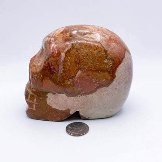 4 x 4.5 Inch Polychrome Jasper Crystal Skull Home Décor