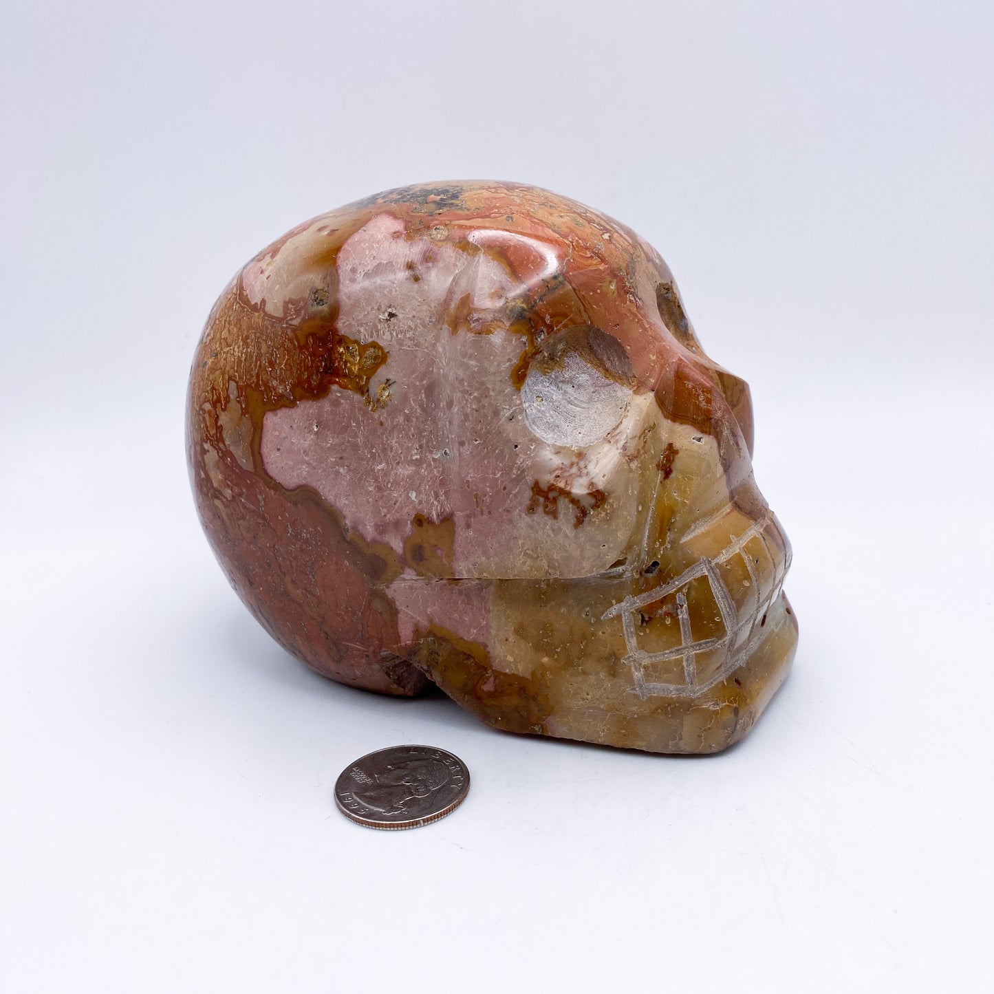 4 x 4.5 Inch Polychrome Jasper Crystal Skull Home Décor
