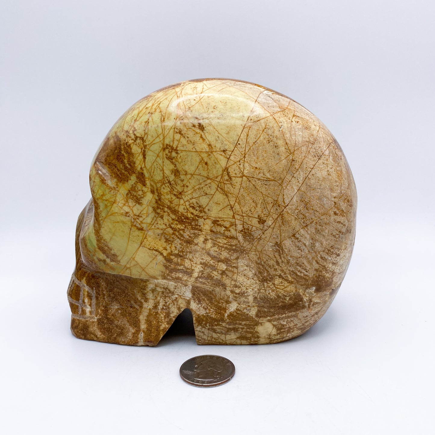 5.5 x 6 Yellow Jasper Crystal Skull Home Décor