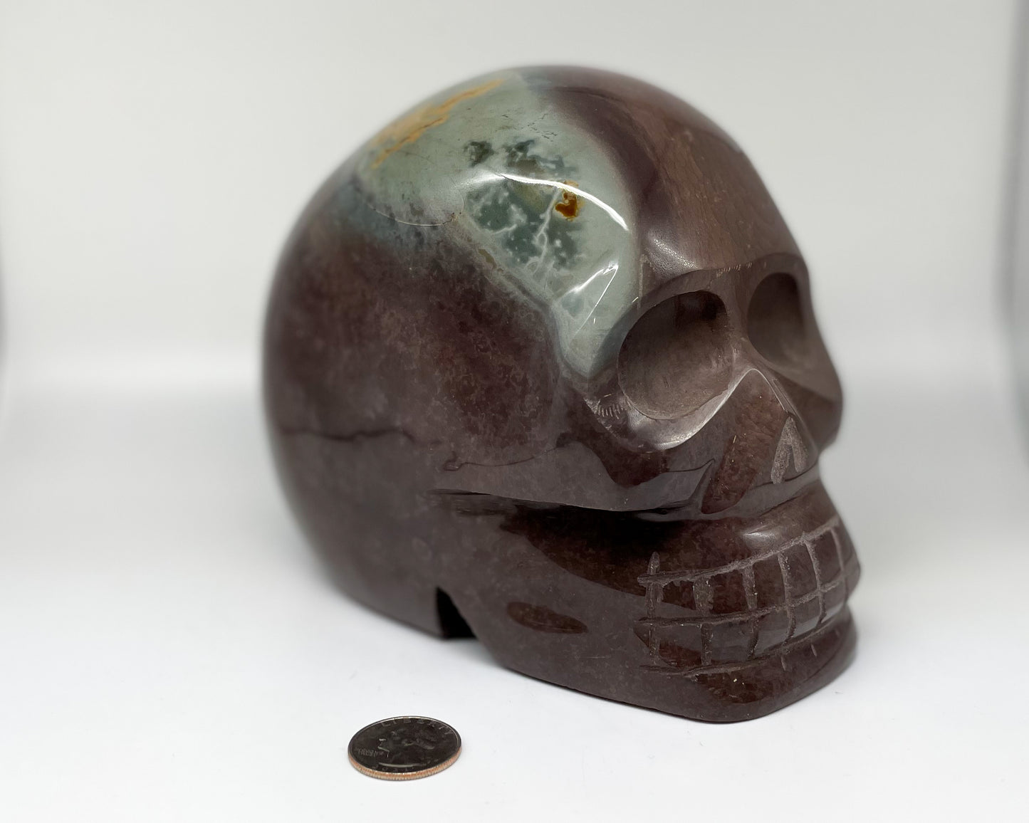 5.5 x 6.5 Inch Polychrome Jasper Crystal Skull Home Décor