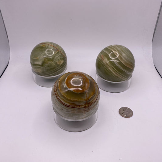 1 x 1 and 3 x 3 Inch Green Onyx Crystal Sphere Crystal Home Décor