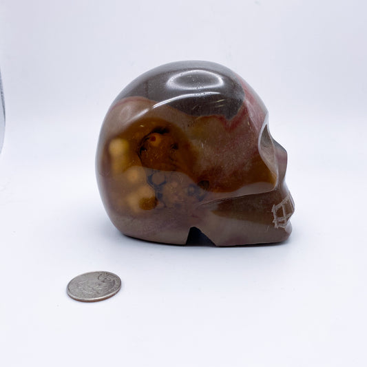 4 x 4 Inch Polychrome Jasper Crystal Skull Home Décor