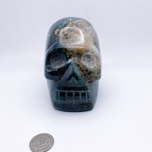 5 x 4.5 Inch Ocean Jasper Crystal Skull Home Décor