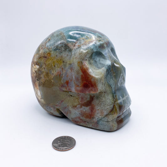 5 x 5 Inch Ocean Jasper Crystal Skull Home Décor