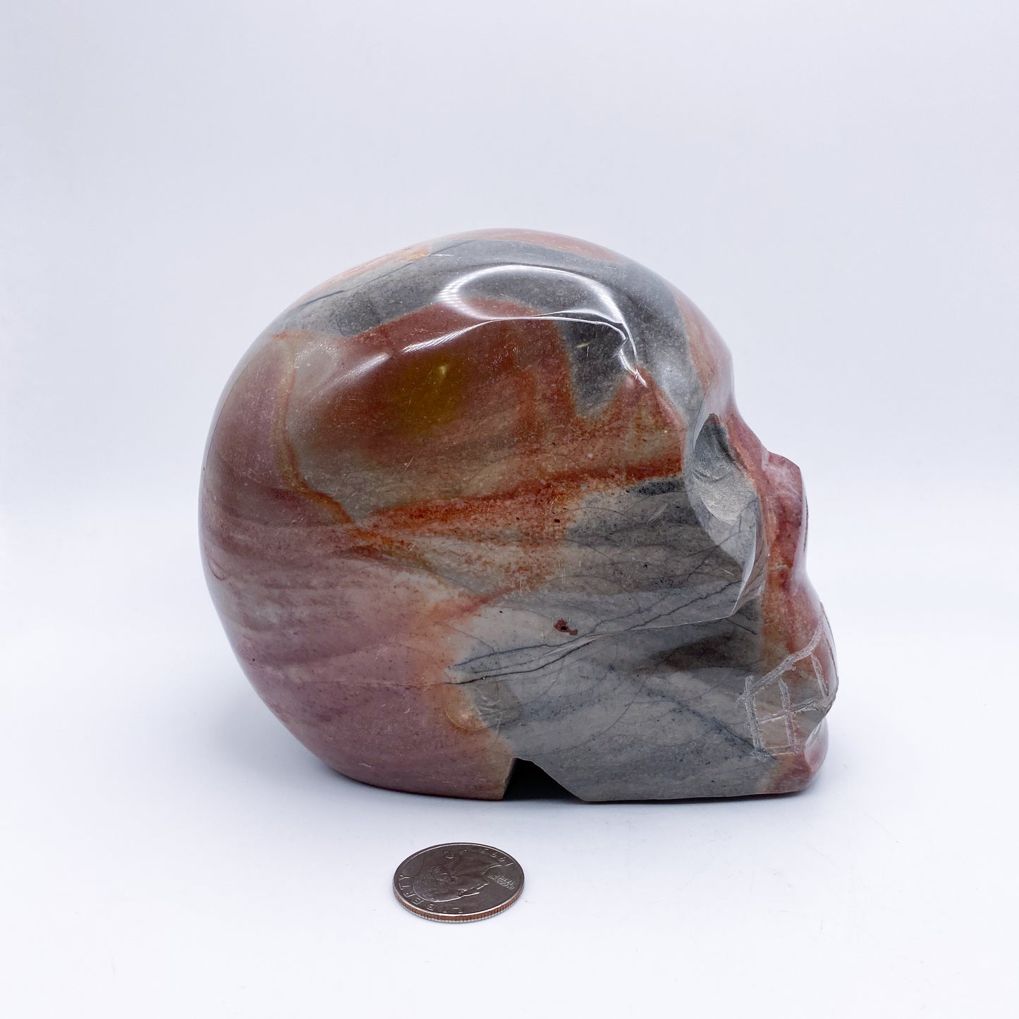 4.5 x 5 Inch Polychrome Jasper Crystal Skull Home Décor