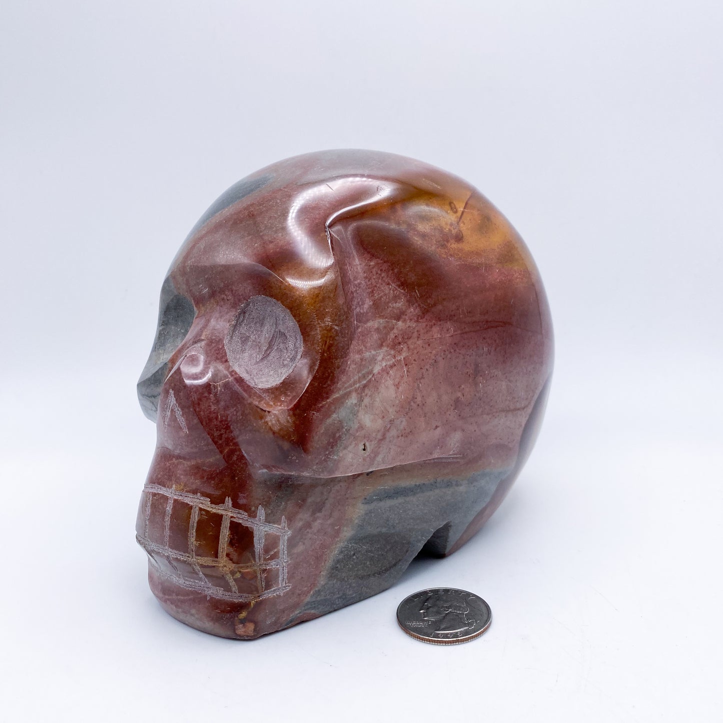 4.5 x 5 Inch Polychrome Jasper Crystal Skull Home Décor