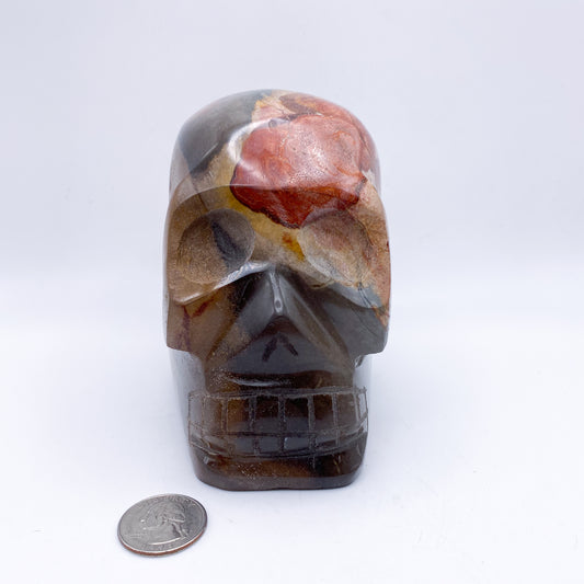 4. x 4.85 Inch Polychrome Jasper Skull Home Décor.