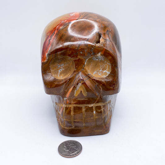5 x 5.5 Red Jasper Crystal Skull Home Décor