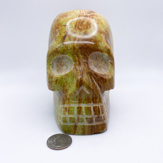 5.5 x 6 Yellow Jasper Crystal Skull Home Décor